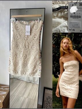 Zara crochet strapless dress 0881 342